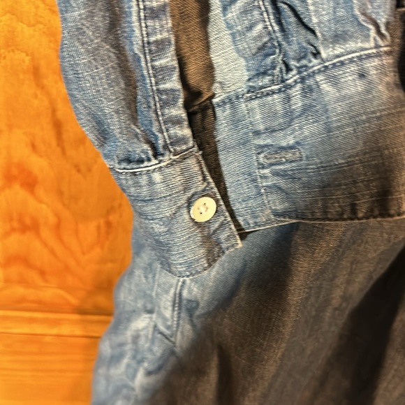 Gap Women’s chambray Long Sleeve Dress w/ elastic waist w/Drawstring size Small - Picture 4 of 8